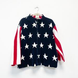 Black Mountain Outdoor Women's L USA American Flag Fleece Jacket Stars Stripes